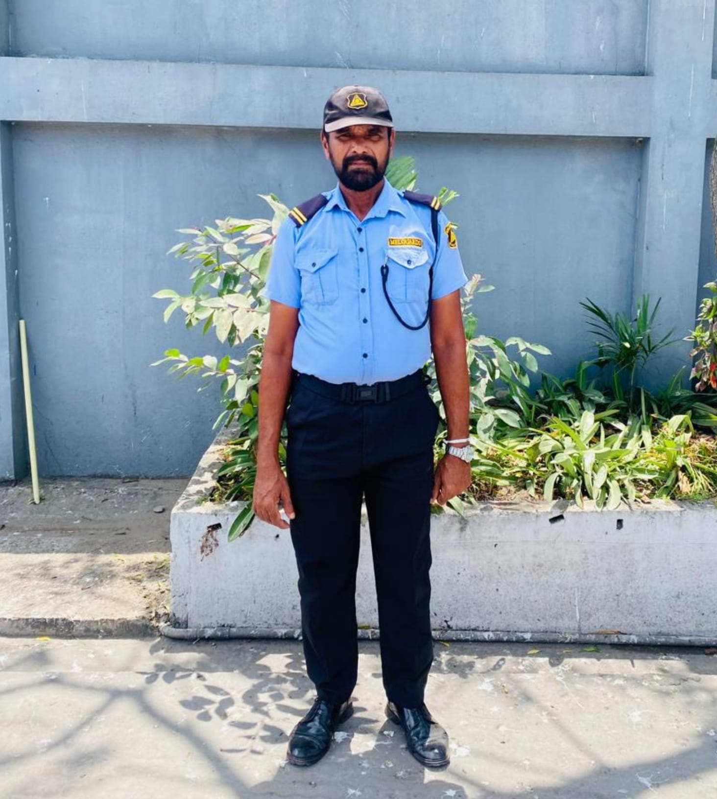 Officer at client site entrance